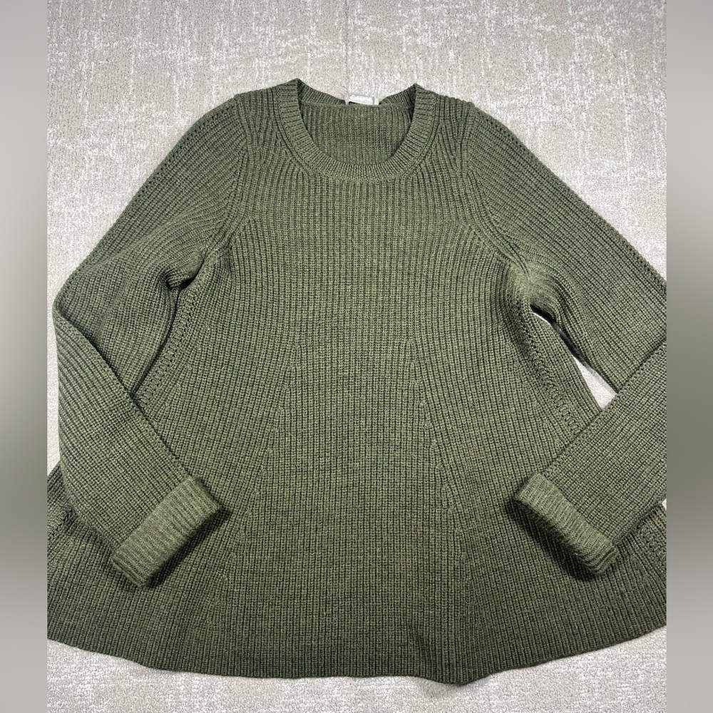 GREY Jason WU Green Ribbed Chunky Long sleeve Sweater Womens Sz Large
